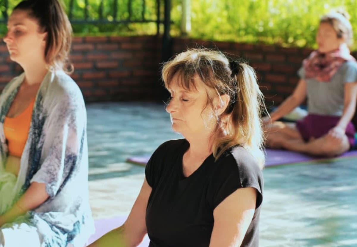 Traditional morning meditation session in Ubud sanctuary shala
